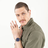 Hugo SEAM blue dial stainless steel watch, imported from the UK