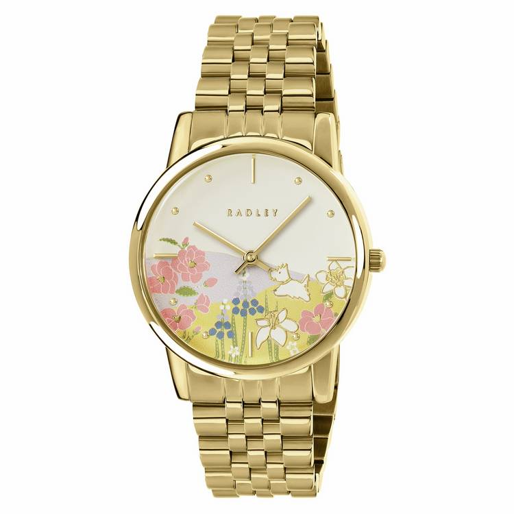 Radley 35mm gold-plated watch with floral dial (British brand)