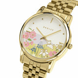 Radley 35mm gold-plated watch with floral dial (British brand)