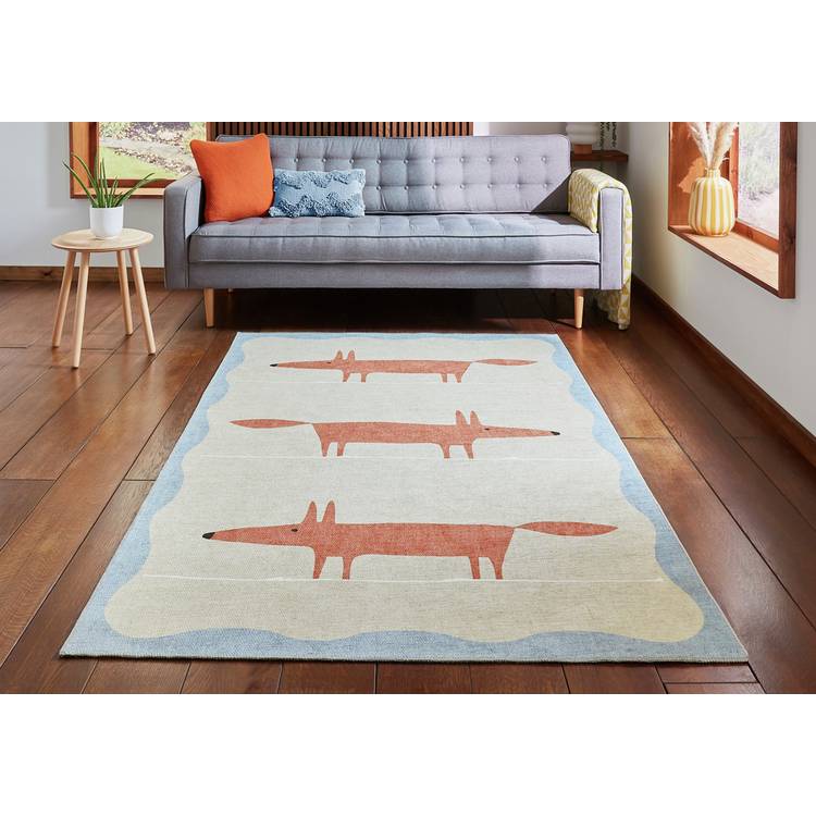 Scion Mr Fox terracotta flatweave rug 76x150cm, imported from the UK