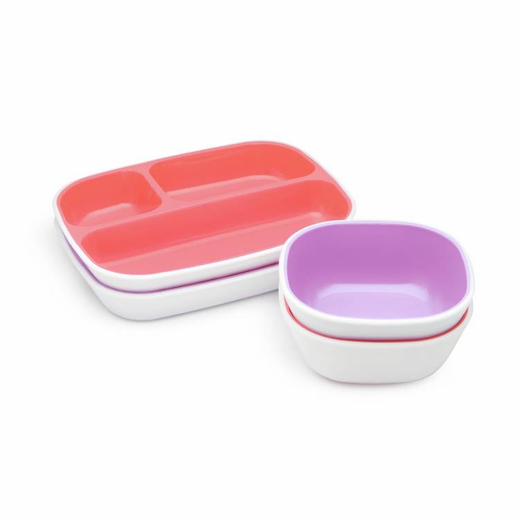 Munchkin toddler plate and bowl set pink purple - British product