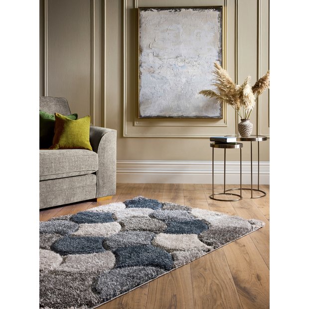 Origin 3D Scallop short pile rug 120x170cm, imported from the UK