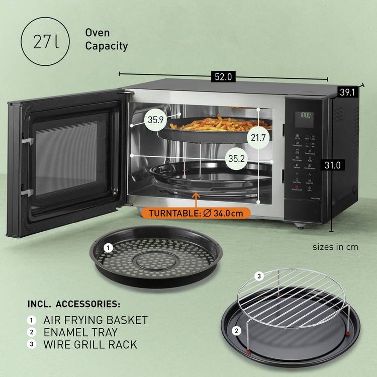 Panasonic 1000W Airfry Combo Microwave 27L Black (British brand)