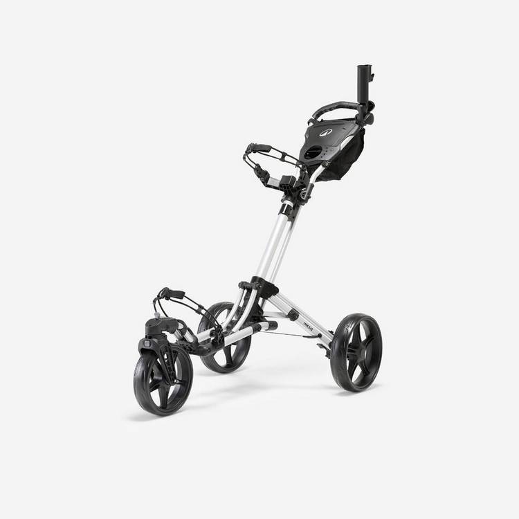 Decathlon 3-wheel golf trolley 360 degree silver, imported from the UK