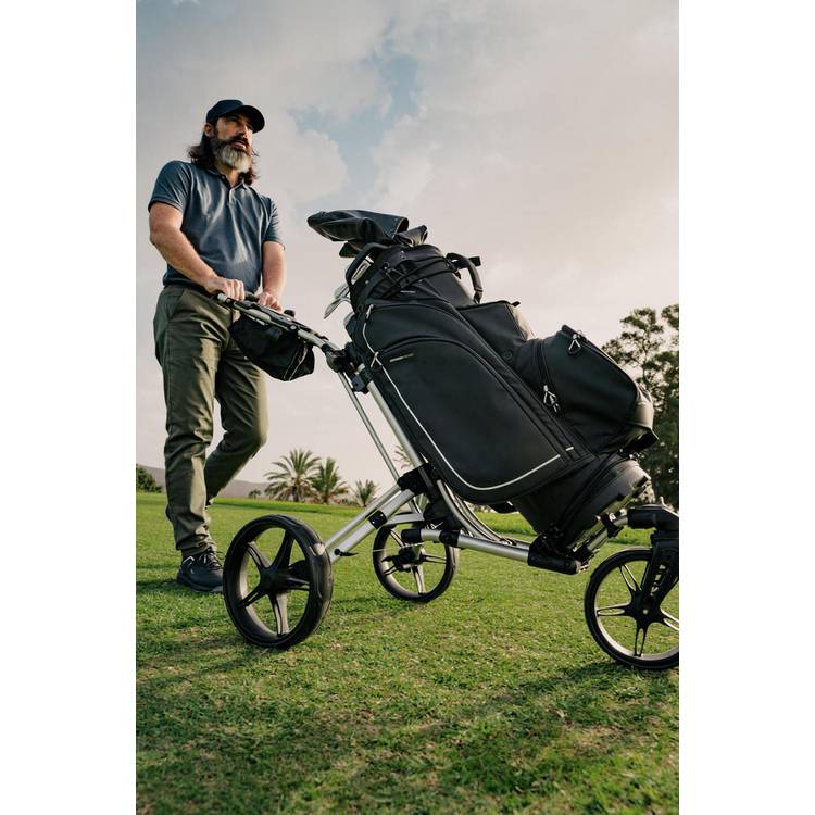 Decathlon 3-wheel golf trolley 360 degree silver, imported from the UK