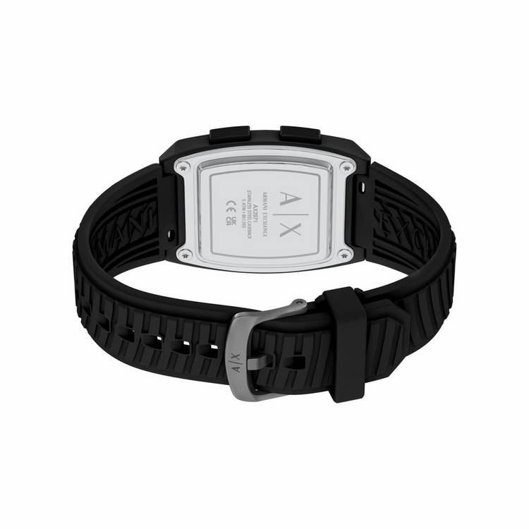 Armani Exchange AX2971 digital watch with black silicone strap (British brand)