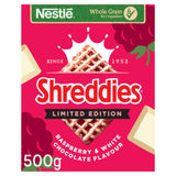 Nestlé Shreddies Raspberry and White Chocolate breakfast cereal 500g (British brand)