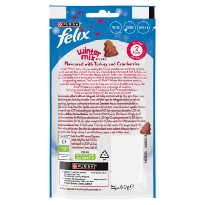 FELIX winter mix festive turkey and cranberry cat treats 60g, UK version