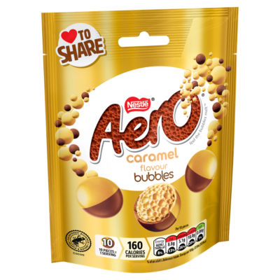 Aero Bubbles Caramel chocolate sharing bag 92g, imported from the UK