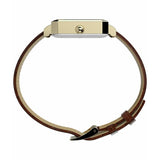 Timex women's white dial watch with brown leather strap, imported from the UK