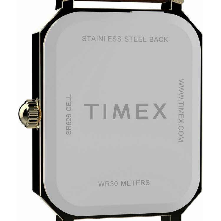 Timex women's white dial watch with brown leather strap, imported from the UK