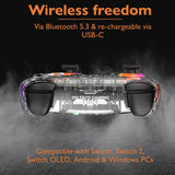 Deltaco clear RGB wireless controller for Switch 2, imported from the UK