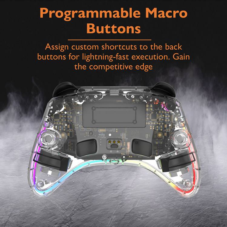 Deltaco clear RGB wireless controller for Switch 2, imported from the UK