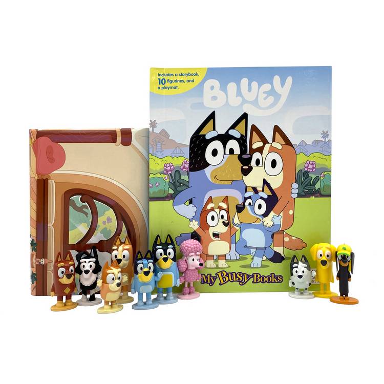 Bluey Busy Book with 10 figurines and playmat - British product