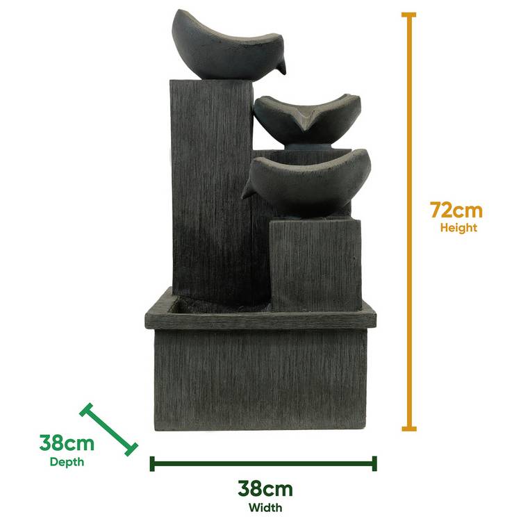 Streetwize cascading slate solar water feature H72cm W38cm D38cm, UK version