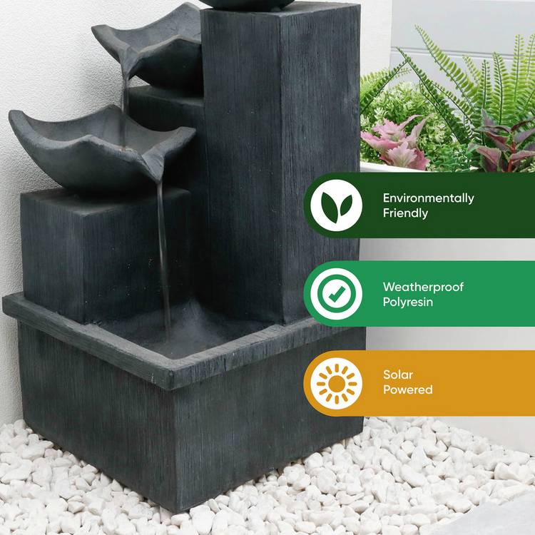 Streetwize cascading slate solar water feature H72cm W38cm D38cm, UK version