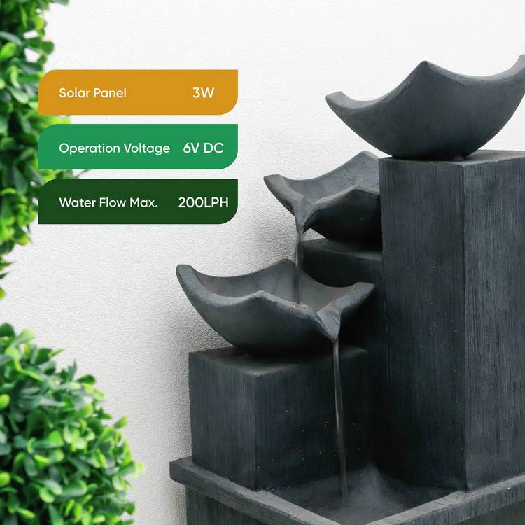 Streetwize cascading slate solar water feature H72cm W38cm D38cm, UK version