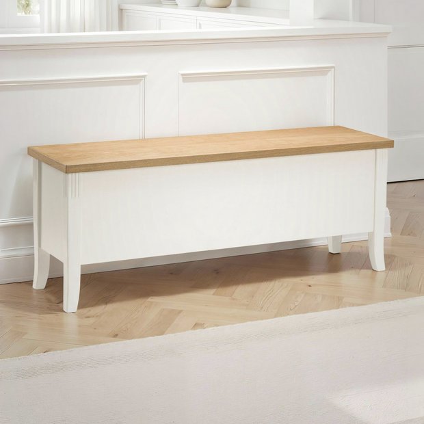 Julian Bowen Davenport shoe storage bench white oak finish (British brand)