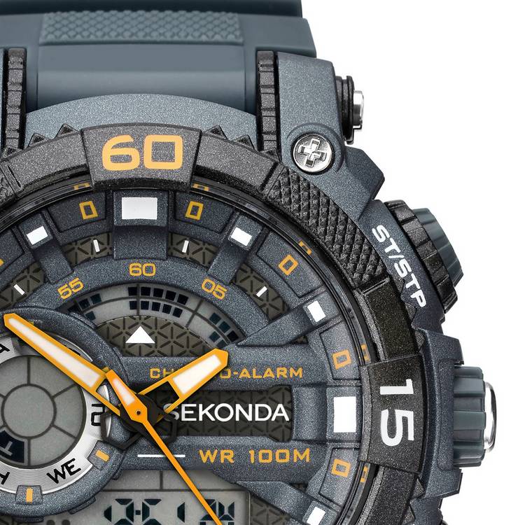 Sekonda men's grey digital watch with plastic strap, UK version
