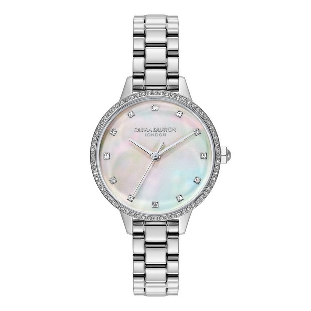 Olivia Burton pastel dial bracelet watch stainless steel crystal bezel (British brand)