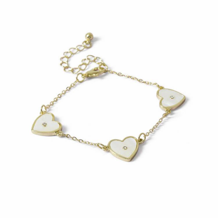 Flitzy kids white heart charm bracelet 7cm (British brand)