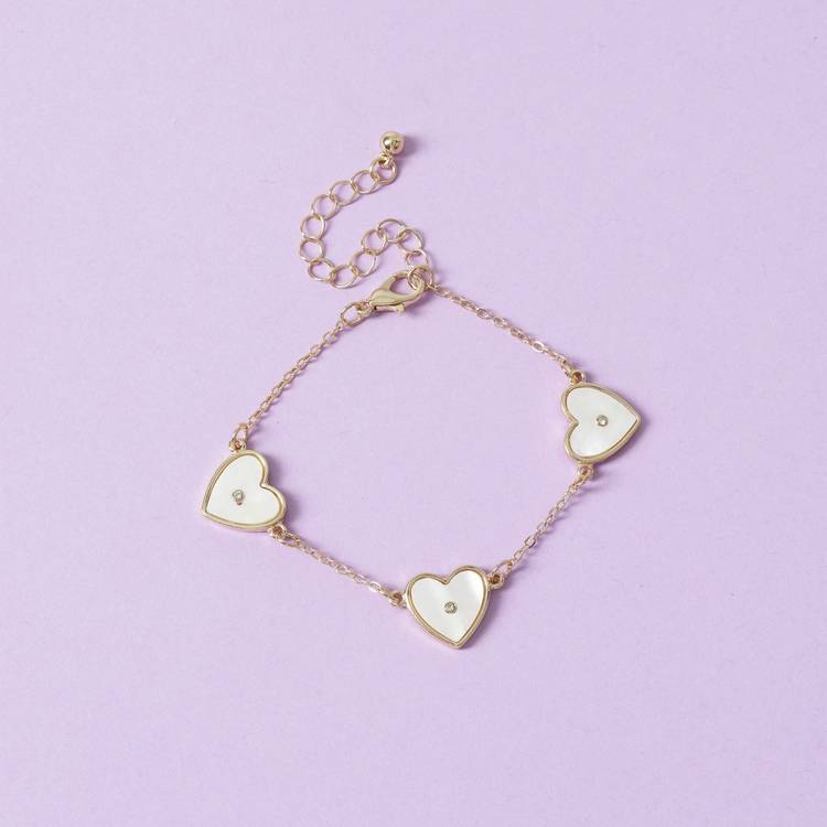 Flitzy kids white heart charm bracelet 7cm (British brand)