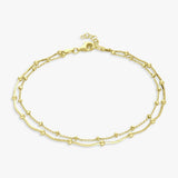 Revere 9ct gold plated double chain anklet 25.5cm - British product