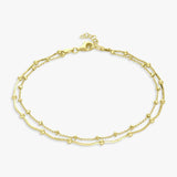 Revere 9ct gold plated double chain anklet 25.5cm - British product