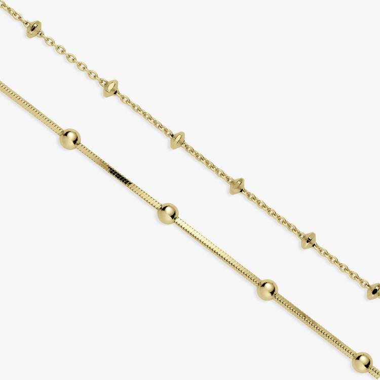 Revere 9ct gold plated double chain anklet 25.5cm - British product