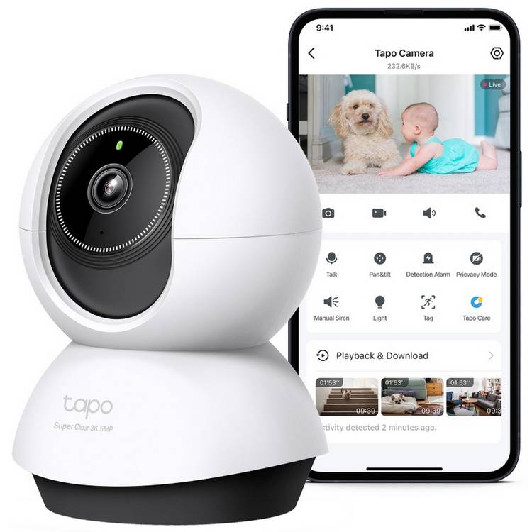 Tapo TC74 3K pan/tilt AI security camera (British brand)