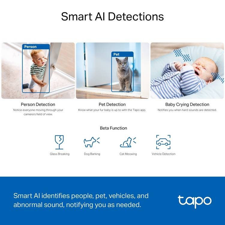 Tapo TC74 3K pan/tilt AI security camera (British brand)