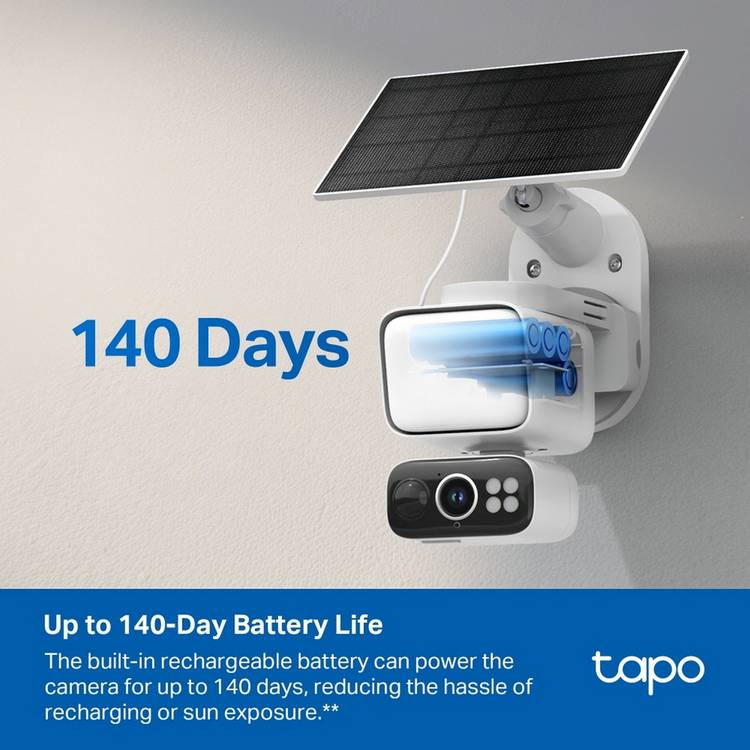 Tapo TC50 2K solar-powered floodlight security camera - British product