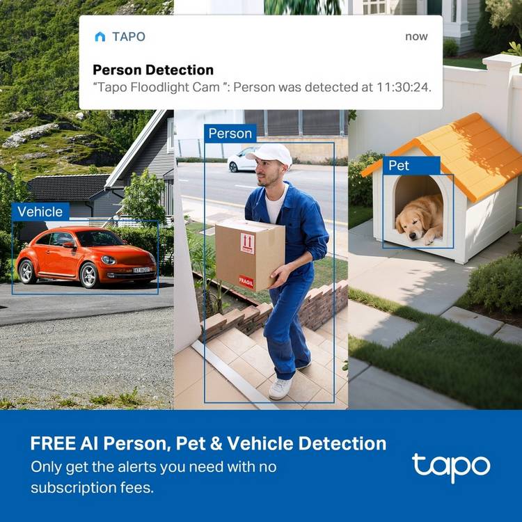 Tapo TC50 2K solar-powered floodlight security camera - British product