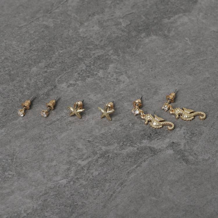 Freedom starfish crystal seahorse earrings set, imported from the UK