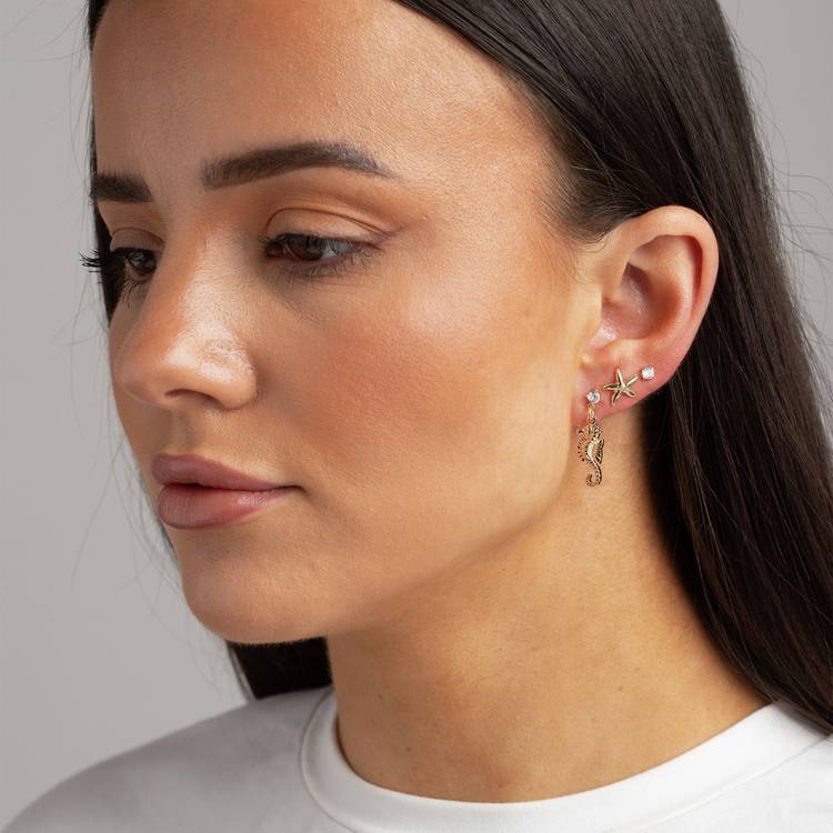 Freedom starfish crystal seahorse earrings set, imported from the UK