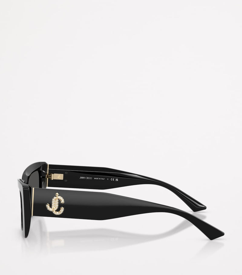 Jimmy Choo cat eye acetate sunglasses gold-tone logo - British product