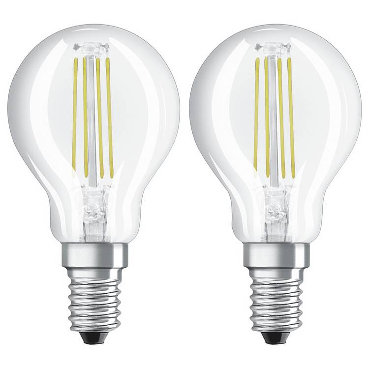 Osram 4W LED filament globe bulb twin pack, UK version