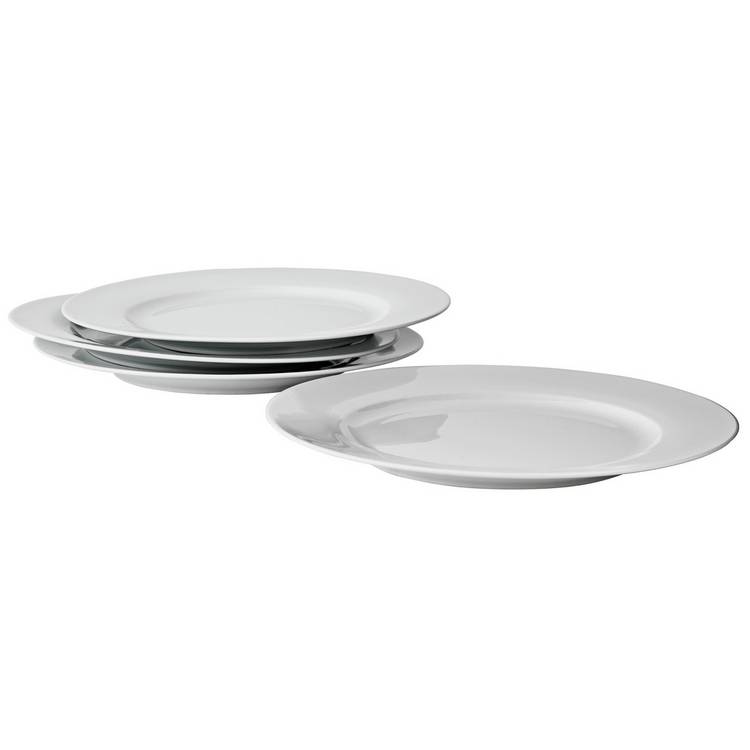 Argos Home set of 4 super white porcelain dinner plates 27cm (British brand)