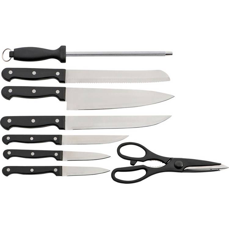 Argos Home 8 piece wooden knife block set (British brand)