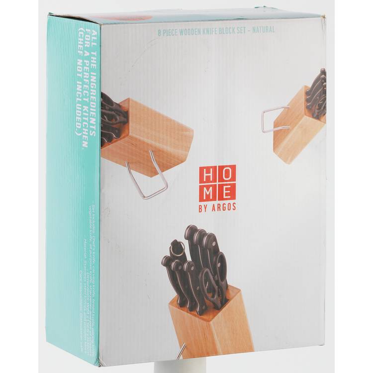 Argos Home 8 piece wooden knife block set (British brand)