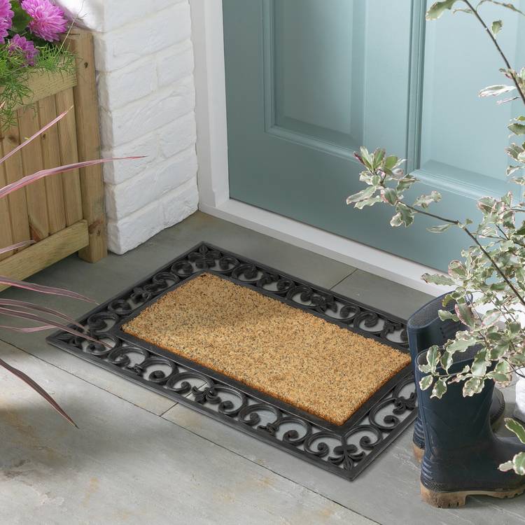 Argos Home black and natural coir doormat (British brand)