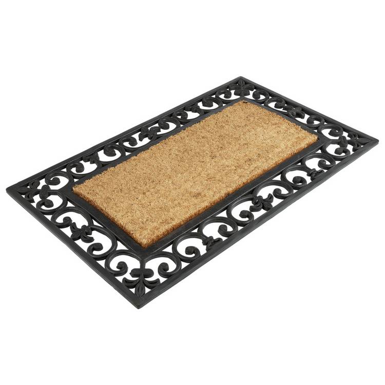 Argos Home black and natural coir doormat (British brand)