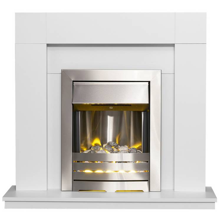 Adam Wyoming electric fire suite white black freestanding UK version