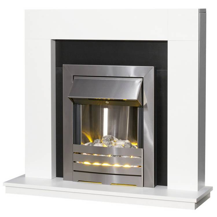 Adam Wyoming electric fire suite white black freestanding UK version
