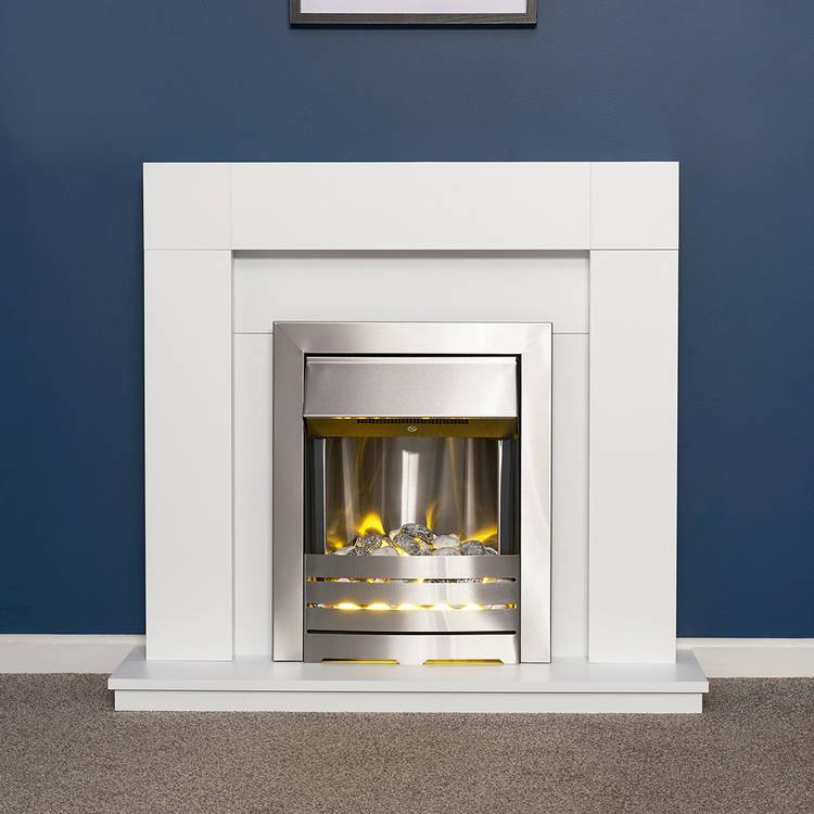Adam Wyoming electric fire suite white black freestanding UK version