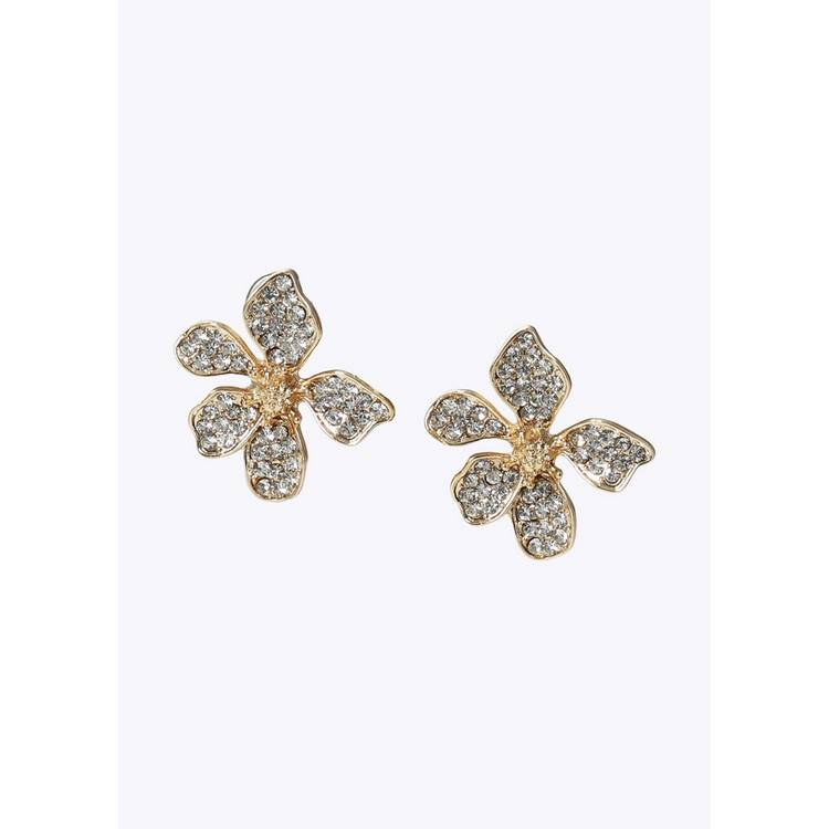 Freedom gold tone crystal flower stud earrings, UK version