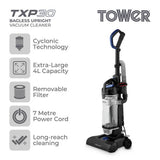Tower corded bagless upright vacuum cleaner 4L, UK version