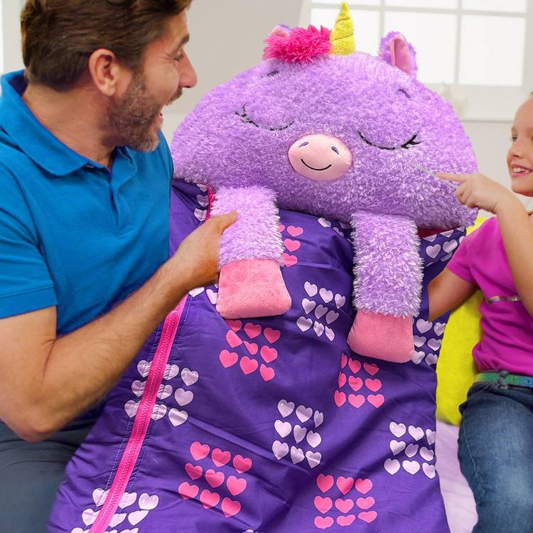 Happy Nappers Purple Unicorn sleeping bag plush medium, UK version