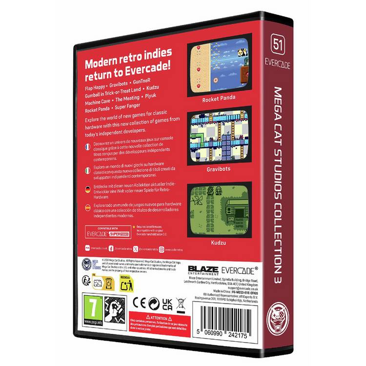 Evercade Mega Cat Studios Collection 3 multi-game cartridge, imported from the UK