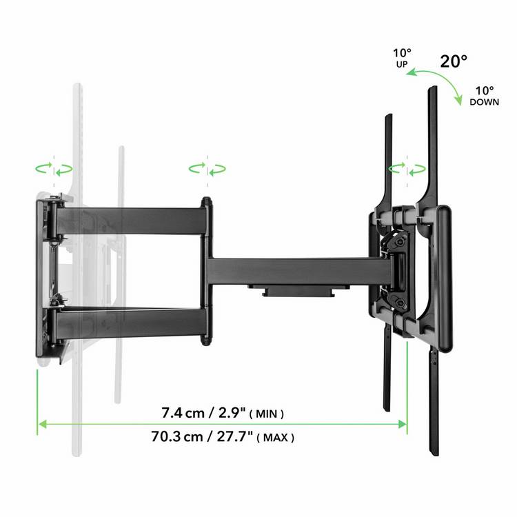AVF multi-positional TV wall bracket black for 60-100 inch TV (British brand)